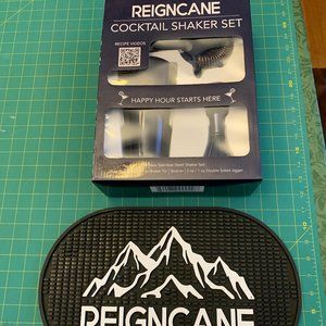 Reigncane Cocktail Shaker Set & Bar Top Mat